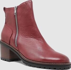 NEW DJANGO & JULIETTE women's birdi ankle boot in burgandy-brown leather